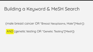 Lavery Library: PubMed Searching: Combining MeSH Terms & Keywords