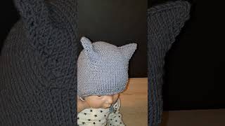 Czapka na drutach z uszkami Kitty - Tutorial powyżej - LaPanda   #nadrutach  #krokpokroku