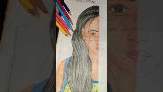 Pencil colour drawing half face 🥰#drawing #craft #howtodraw #art #firstvideo