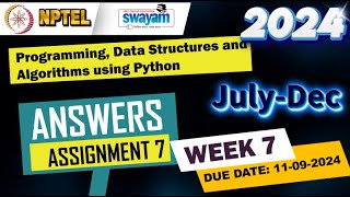 Programming, Data Structures and Algorithms using Python|Week7|Quiz 7|Assignment 7 | NPTEL| July2024