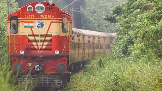 Beautiful Ernakulam WDM3A Alco chuggs along with Mangaluru Madgaon Passenger at Udupi!