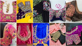 Machine Embroidery Work Blouse Designs | Latest Computer Work Blouse Collections | Krishnapriya