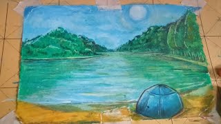 Kemping di Pinggir Danau || Melukis dengan Crayon