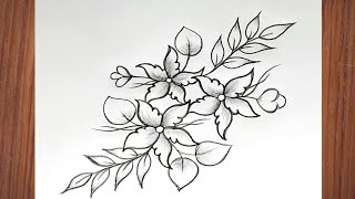 Flower Design Drawing | Simple Drawing | Embroidery Floral Design | Cushion Cover | Flower Drawing