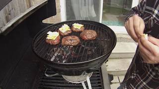 Easy beef hamburger sliders on the Weber Smokey Joe Silver!