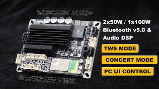 JAB2+ Bluetooth TWS & Concert Mode 2x50W/1x100W Amplifier Board with DSP for PC UI Control TPA3116