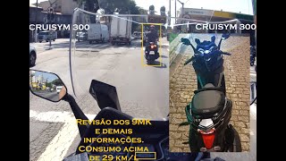 Cruisym 300. Revisão dos 9 mil km e demais informações. Consumo acima de 29 km/l