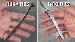 I Made A Real Mini Katana Out Of An Ordinary Nail!