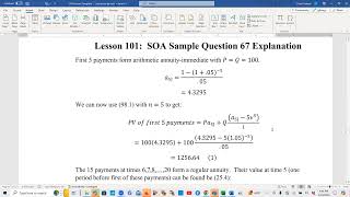 Actuarial SOA Exam FM Prep Lesson 101: SOA Sample Question 67 Solution (Arithmetic & Level Annuity)