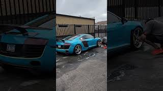 Lamborghini Aventador and Gated Audi R8 in for a car wash. #lamborghini #audi #audir8 #supercars