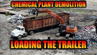 Loading the Trailer with scrap from the Pinova Chemical Plant Demolition in Brunswick. 4K