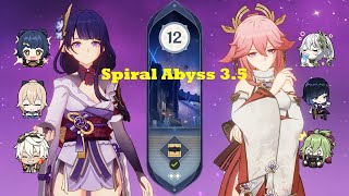 Raiden Shogun Sunfire & Yae Miko Hyperbloom | Spiral Abyss 3.5 Floor 12 (9*) | Genshin Impact