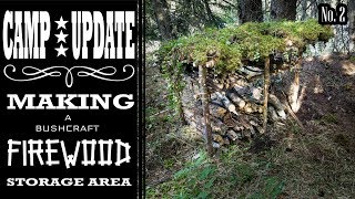 Bushcrafting a Firewood Storage Shed for my Camp!