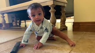 Crawling Practice - Kraken Jedi Baby Fetches the Remote Control