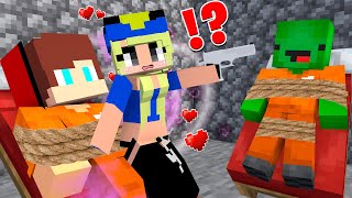 GIRL POLICE FELL in LOVE with Mikey or JJ in PRISON! JAILBREAK in Minecraft! animation