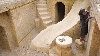 Girl Build The Most Incredible Underground Villa House Swimming Pool by Ancient Skills Part1