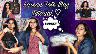 Cute 🇰🇷Korean Tote Bags Tutorial//Budget Friendly//Telugu Vlog// Tutorial //Shopping//ToteBag Review