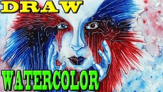 two colors - Watercolor Portrait - Daily Drawing #0004 - [HD] [Speeddrawing] [ArtbyDanny]