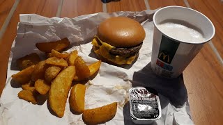 McDonald's Triple Cheeseburger Meal With Wedges, Beer And Bbq Sauce #mcdonalds #shorts