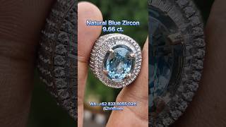 Natural Blue Zircon 9.66 ct. Ring perak mikrotepper. Serti MGL. @sun_jewellry