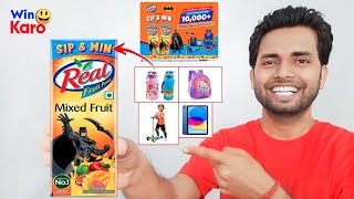 Real Fruit Power Sip & Win Batman Offer - Win Tablet, Bottle, Scooter | Real Sip & Win Batman Offer