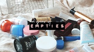 EMPTIES (1 year of makeup, hair, skincare) | WITHWENDY