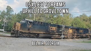 CSX L837 Screams Uphill towards Grovetown, Belair, Georgia - 10-06-2024