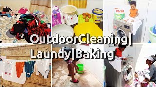 Outdoor Cleaning||Whole day Laundry||Baking ||Mama of Two || Petite mama