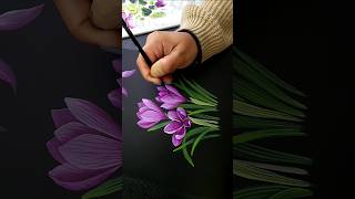 💜💜 INCREDIBLE FLOWER Painting using one stroke #art #shorts