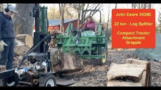 Splitting big wood | Part 2 | John Deere 3038e COMPACT TRACTOR GRAPPLE & SPLITTER youtube