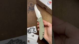 Rick Hinderer XM-18 3.5 Bowie Non Flipper Stonewash Bronze Titanium Translucent G10 S45VN