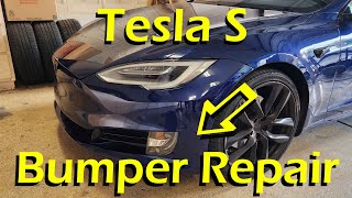 Mobile Bumper Repair Phoenix Arizona Tesla S Blue