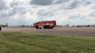 RIAT 2019 - FIREFIGHTERS RUSH TO SMOKING HARRIER