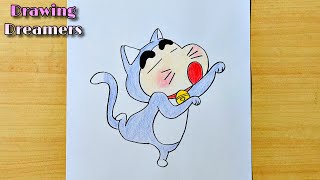 Shinchan Fan Art: Drawing Him in a Cat Costume