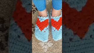 Time for some self love with these cute little cozy slippers. #crochet #crochetsocks #grannysquare