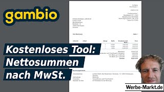 Kostenloses Tool Nettosummen nach MwSt. für Gambio Shop