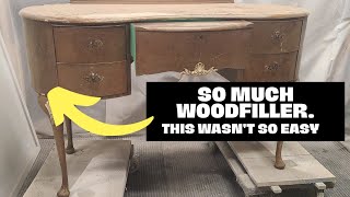 Vintage Vanity Make Over | New Style | Fixing Peeling Veneer