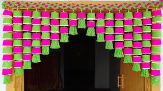 EASY WOOLEN DOOR HANGING TORAN MAKING !! DIY WOOLEN TORAN CRAFT IDEA !! DOOR TORAN MAKING