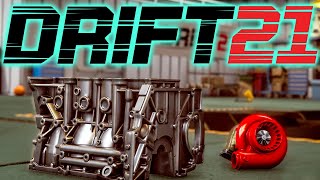 DRIFT 21 Tuning: Big Angle Kit and Turbo Install! (Real Drifter tries Car Build Simulator)