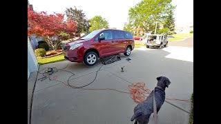 Mobile Mechanic Works With His Dog - Using A QuickJack On A 2011 Toyota Sienna - Rear Brake Pads