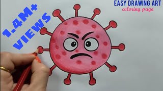 how to draw corona virus || easy corona virus poster drawing for kids