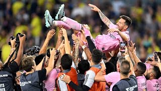 Inter Miami Celebrating their League Cup Trophy 🏆🐐   #messi