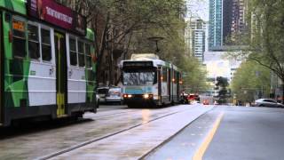 Route 55 trams head 'bang road' on William Street