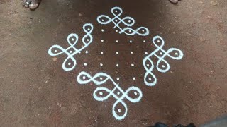 9 dots traditional beautiful kambi kolam | simple sikku kolam  | SathyaSelva Arts