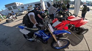 COP PULLS UP ON DIRT BIKE AND ATV RIDERS WHILE GETTING GAS!!