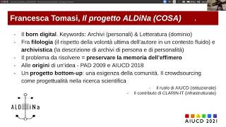 ALDiNa Workshop ad AIUCD2021 - 19 gennaio 2021 - prima parte