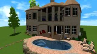 Botsko Builders LEED certified home Daylight 3D rendering with backyard pool from Swim World Pools