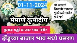 01-11-2024 पुणे गुलटेकडी फुल मार्केट चे फुलांचे आजचे बाजार भाव...