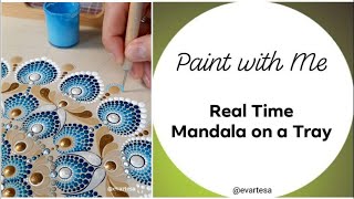 Real Time Dotting Mandala Painting Process on a Wooden Tray