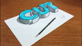 Cara Menggambar 3D Terpotong | Gambar 3D Mudah